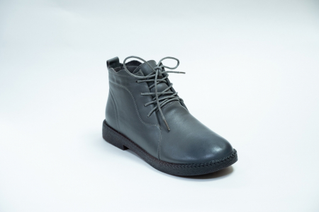 Ботинки женские Meego Comfort серые, каблук, шнурки А. 19231-1