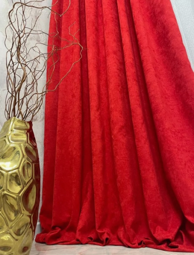 Шторы Канвас в спальню для гостиной комплект Цвет: алый, красный, красный бархат
