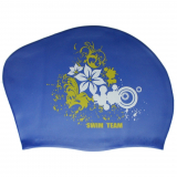 Шапочка для плавания SPRINTER SWIM TEAM 40105 для длинных волос цветы синий 
