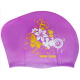 Шапочка для плавания SPRINTER SWIM TEAM 40105 для длинных волос цветы фиолетовый 