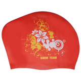 Шапочка для плавания силикон SPRINTER SWIM TEAM 40105 для длинных волос цветы красный 