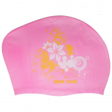 Шапочка для плавания SPRINTER SWIM TEAM 40105 для длинных волос цветы розовый 